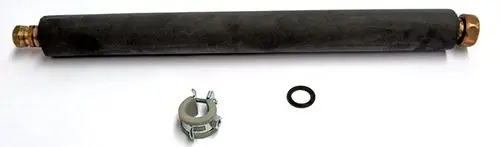 Daikin PU-Anschluss, langes schwarzes Rohr mit Metallanschlüssen an beiden Enden, ergänzt durch eine Feder und einen O-Ring.